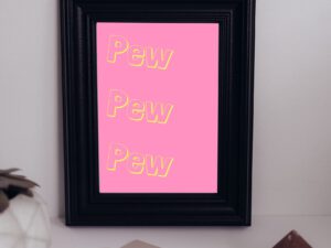 Poster Vintage Kunstdruck Typo "Pew Pew Pew" alte Wörter art abstrakt prints mit buchstaben design groß home Kunst ohne Rahmen retro